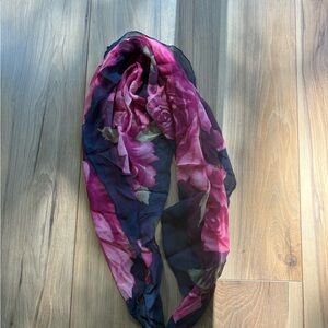 Floral Pink and Black Shawl/Scarf